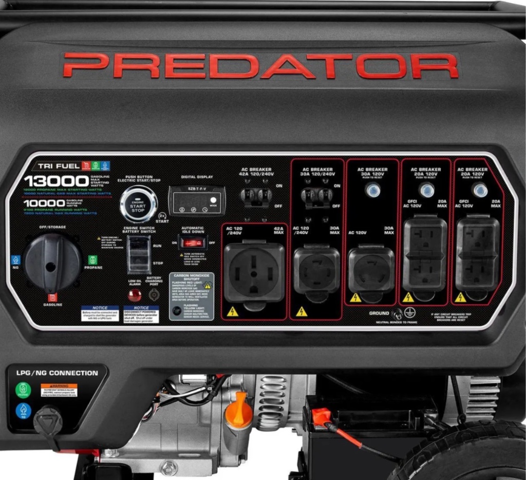 Predator 13,000 Watt Tri-Fuel Portable Generator with Remote Start and CO SECURE® Technology, photo 4 of 8